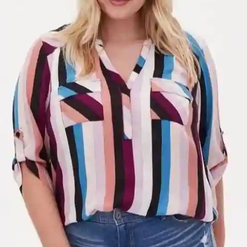 NWT Torrid Stripe Harper Tab Sleeve 4
